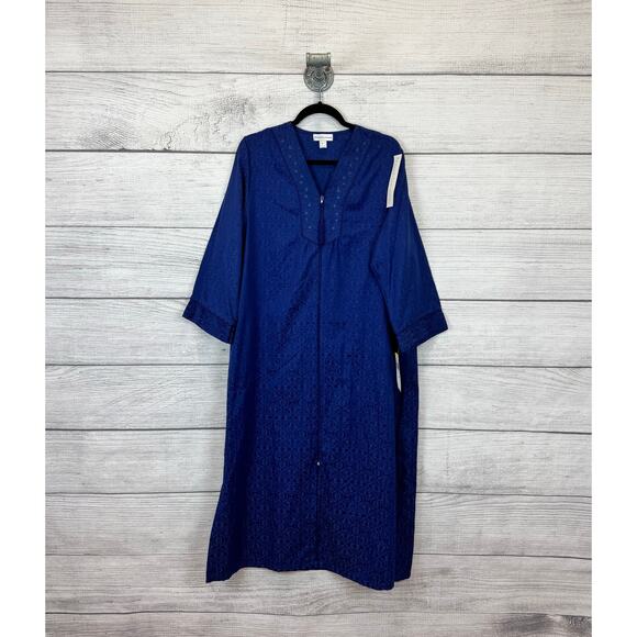 Miss Elaine Women's Blue Floral Paisley Mumu Night Gown Size Medium - Picture 1 of 10
